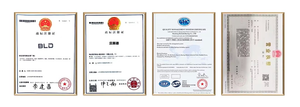 BLD trademark, ISO 9001 certificate, and business license
